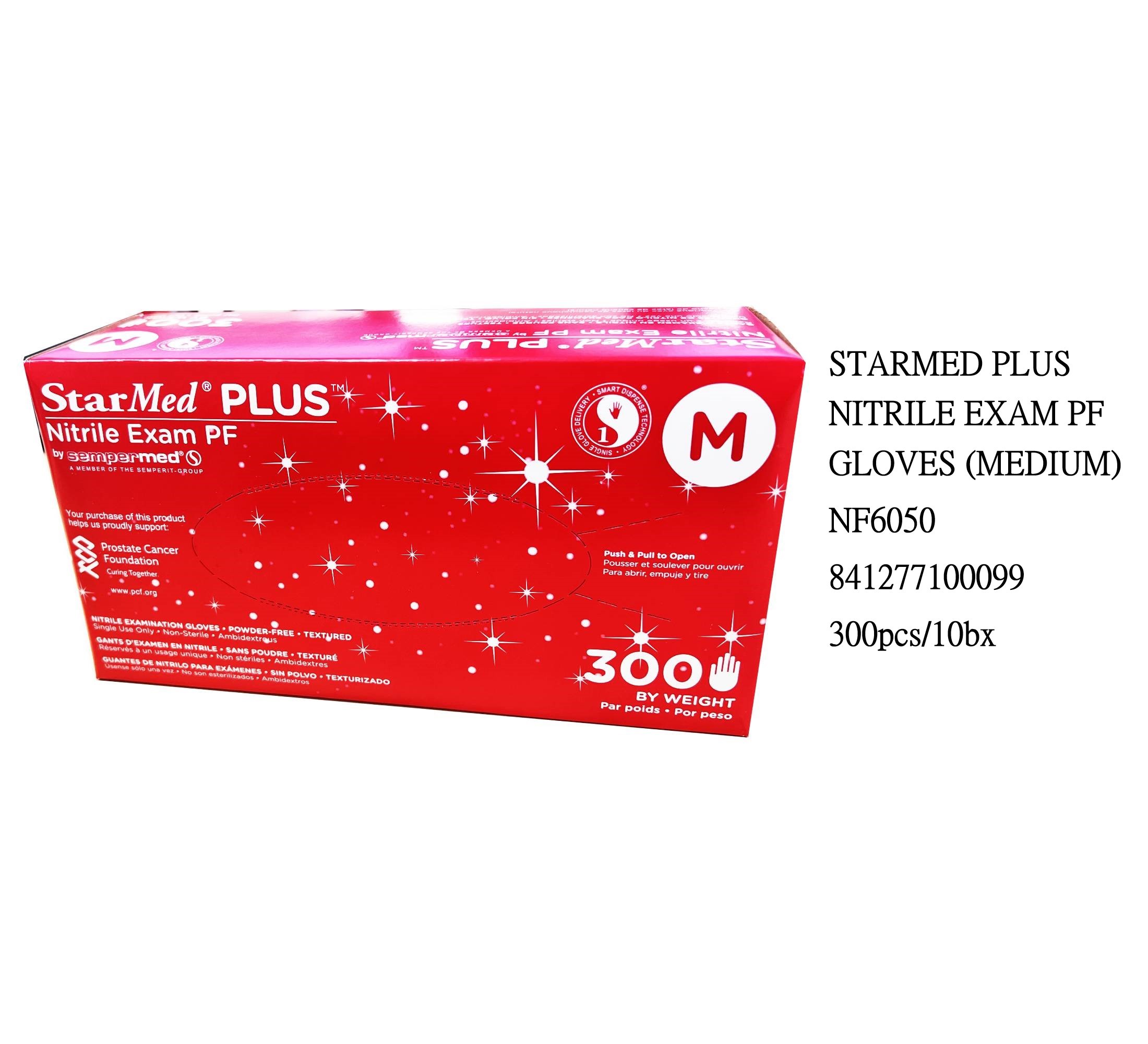 STARMED PLUS NITRILE EXAM PF GLOVES (MEDIUM) NF6050