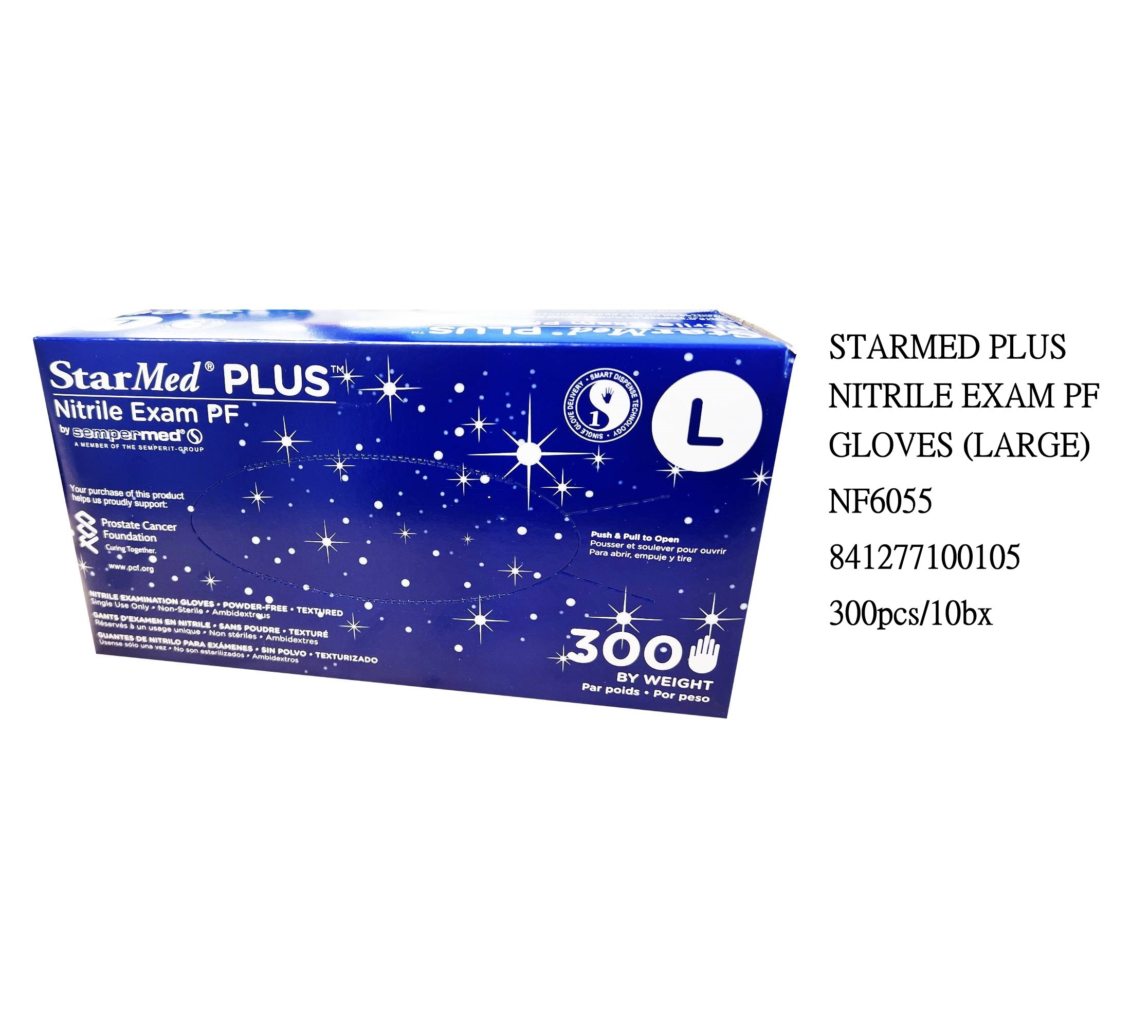 STARMED PLUS NITRILE EXAM PF GLOVES (LARGE) NF6055